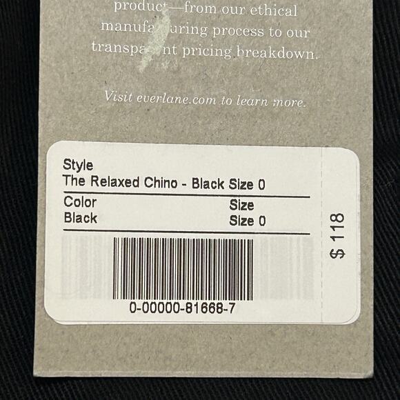 Everlane The Tencel Relaxed Chino Pants Black High Rise Women's 0 NWT Pockets - Picture 13 of 13